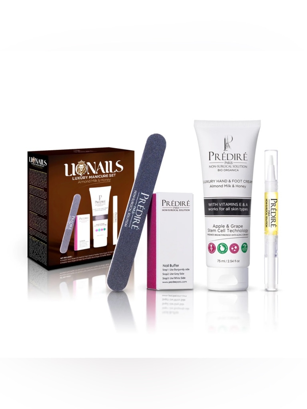 NIB✨Prédiré Paris Lionails Luxury Manicure Set, featuring almond milk and honey